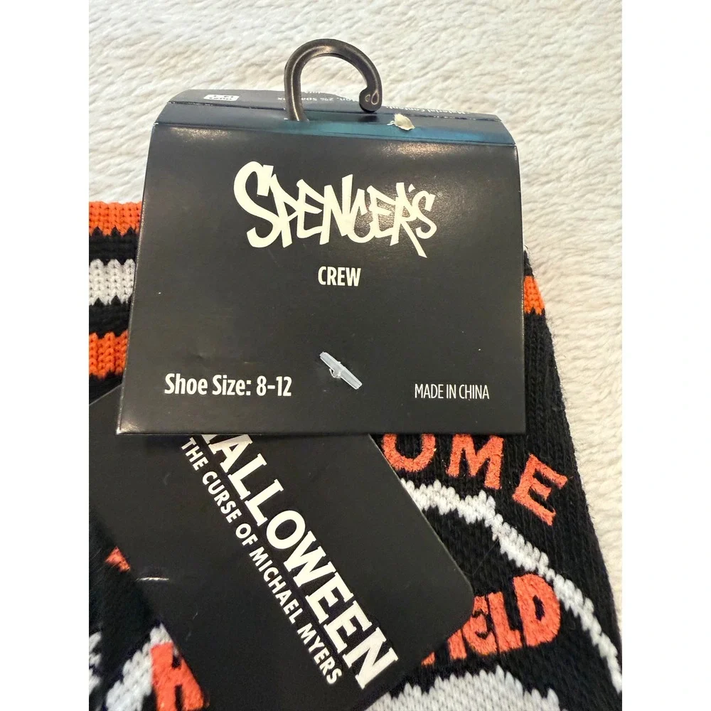 Spencers Crew Halloween Michael Myers Haddonfield Crew Socks Mens‎ Size 8-12 NWT